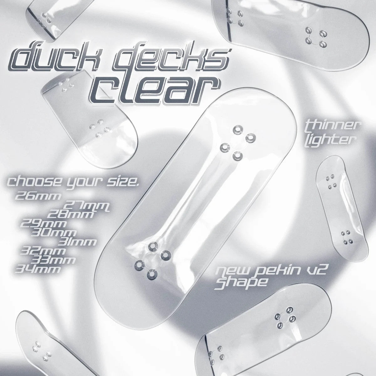Duck Decks Crystal Clear Pekin V2 Fingerboard Decks Bloob Slushcult