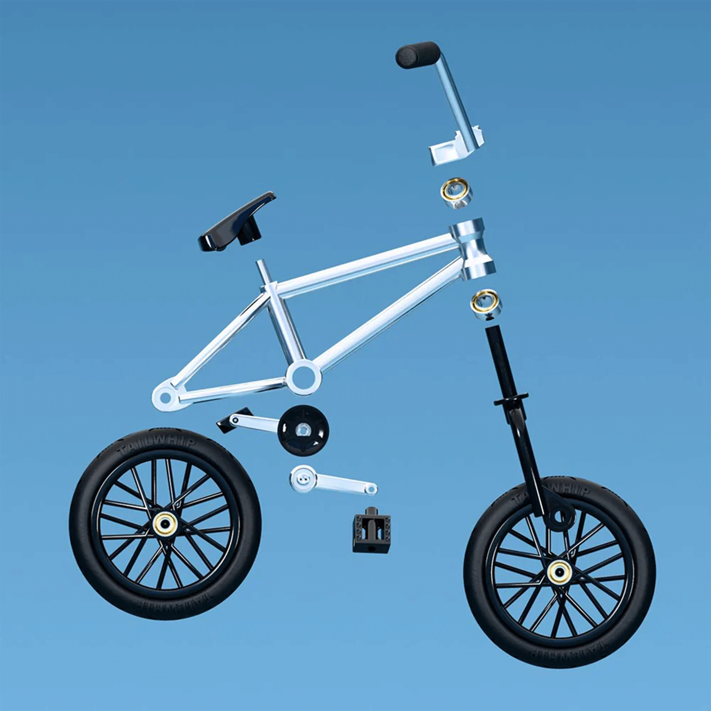 Tail Whip Finger BMX Complete (Chrome/Sliver) Finger BMX Tail Whip Toys Slushcult