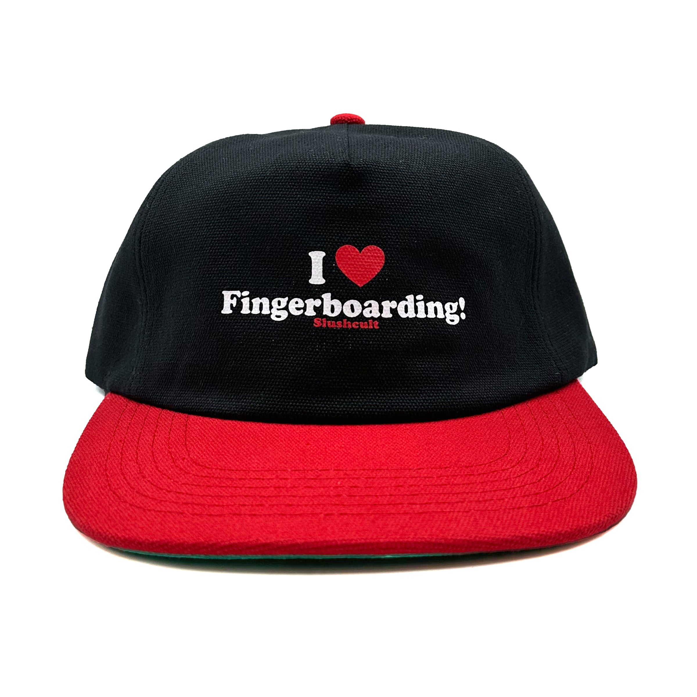 I Heart Fingerboarding Cotton 5 Panel Hat (Black/Red) Headwear Slushcult Slushcult