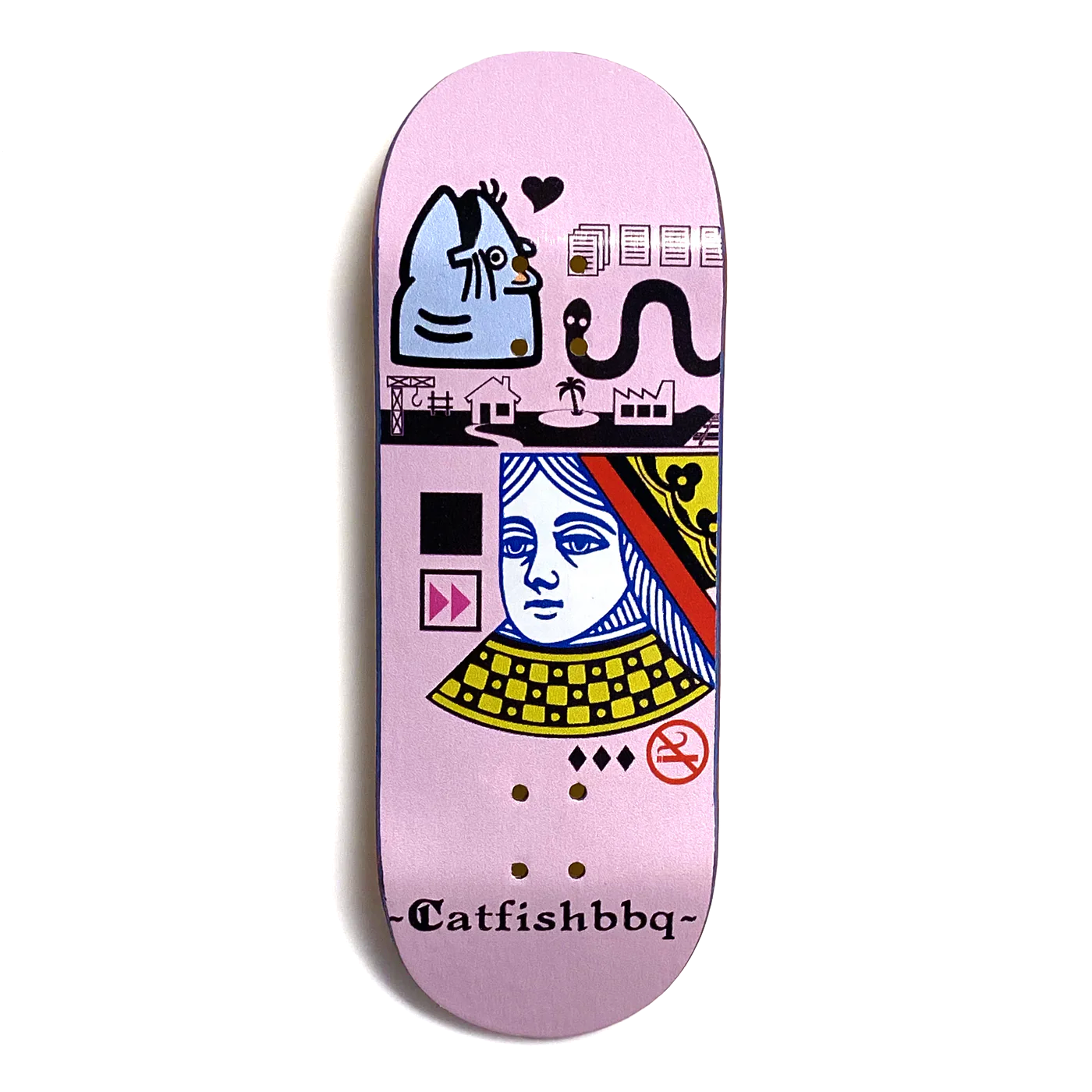 Catfish BBQ "Her Majesty" Fingerboard Deck (Pink) Fingerboard Decks Catfishbbq Slushcult