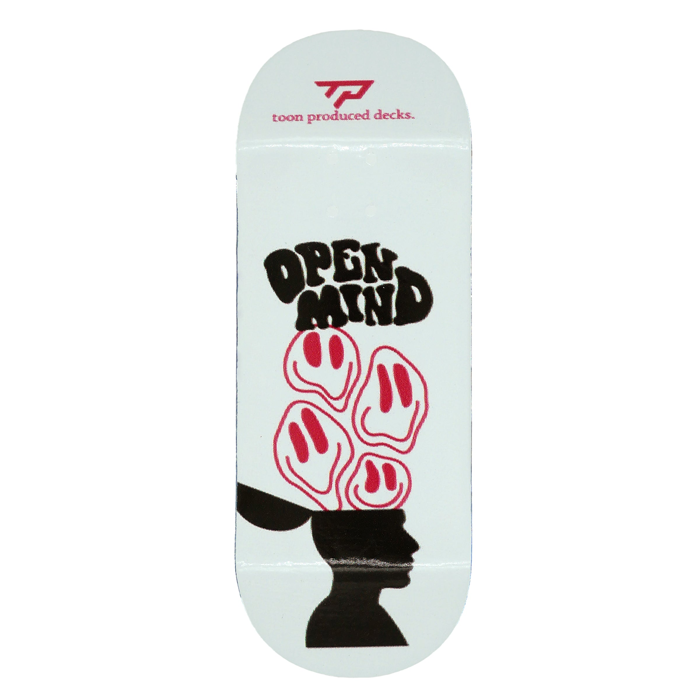 TP "Open Mind White" Fingerboard Deck MINI Skate Shop TP Decks Fingerboards    Slushcult