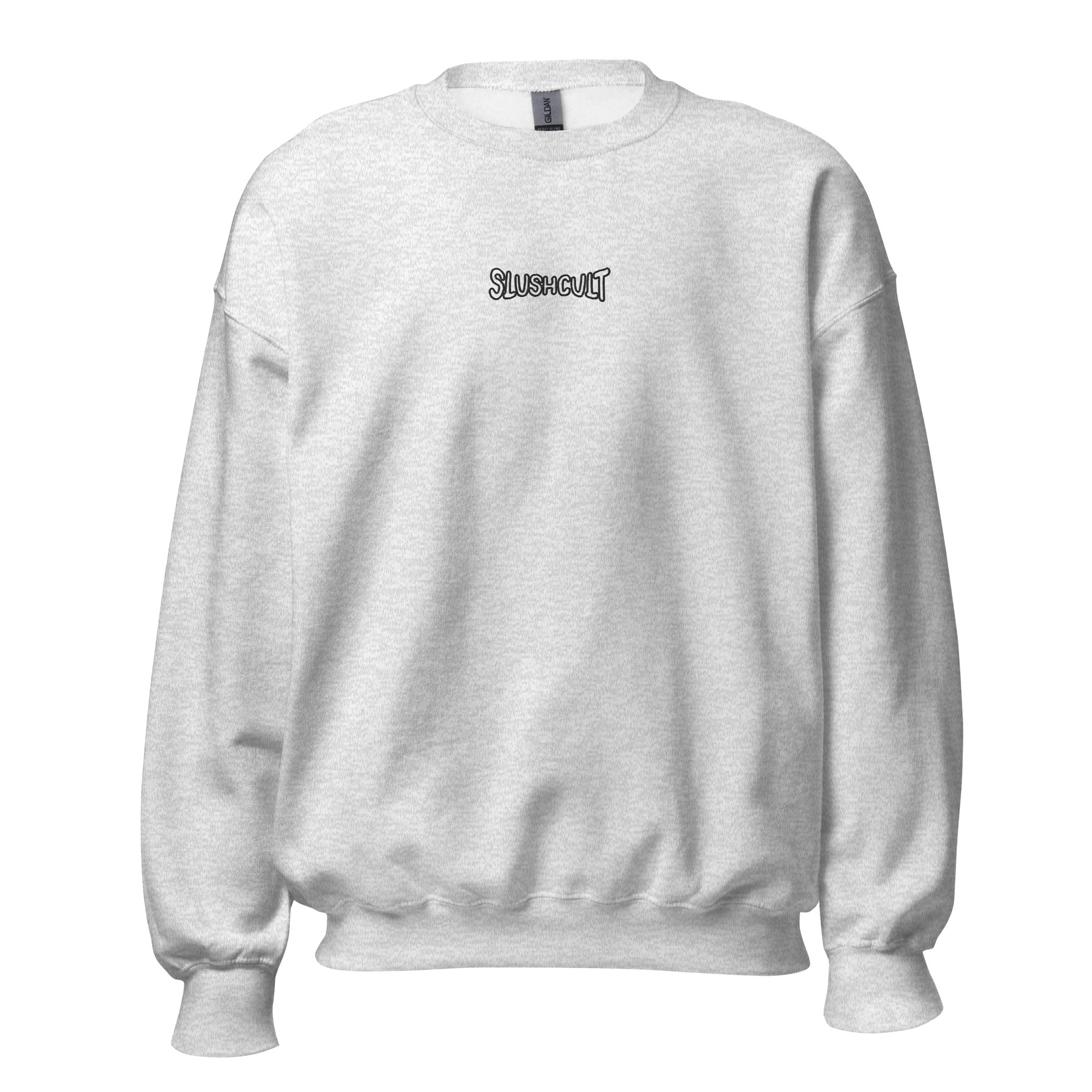 WARPED LOGO EMBROIDERED CREW NECK Hoodies Slushcult Ash S Slushcult