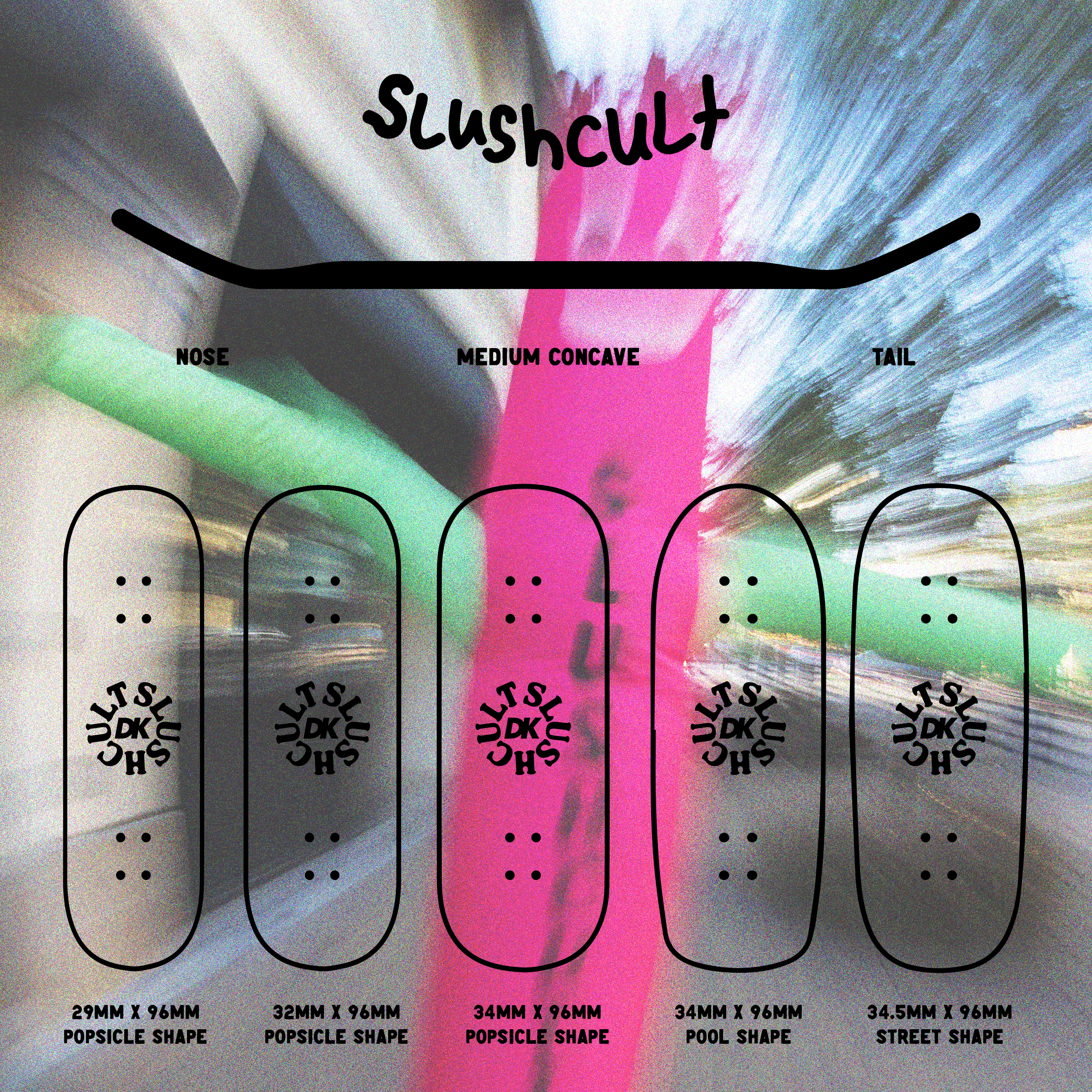 Slushcult "Blocks" Shop Fingerboard Deck MINI Skate Shop Slushcult    Slushcult