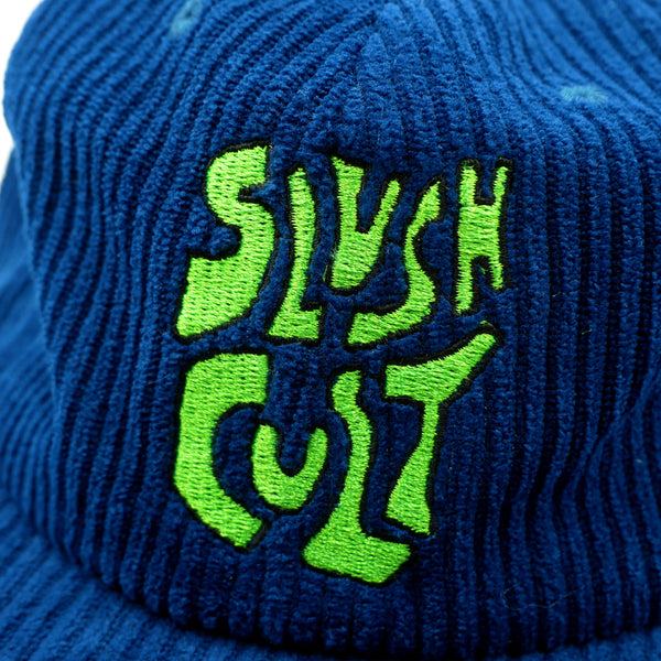 Stacked Logo Corduroy 6 Panel Hat (Blue) Headwear Slushcult    Slushcult