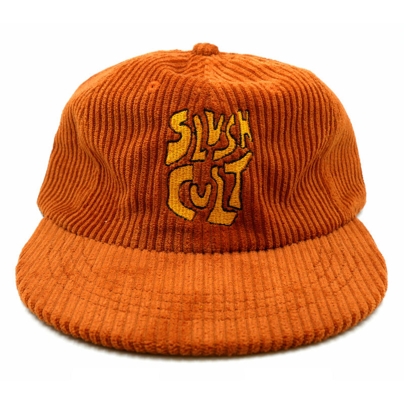 Stacked Logo Corduroy 6 Panel Hat (Orange) Headwear Slushcult    Slushcult