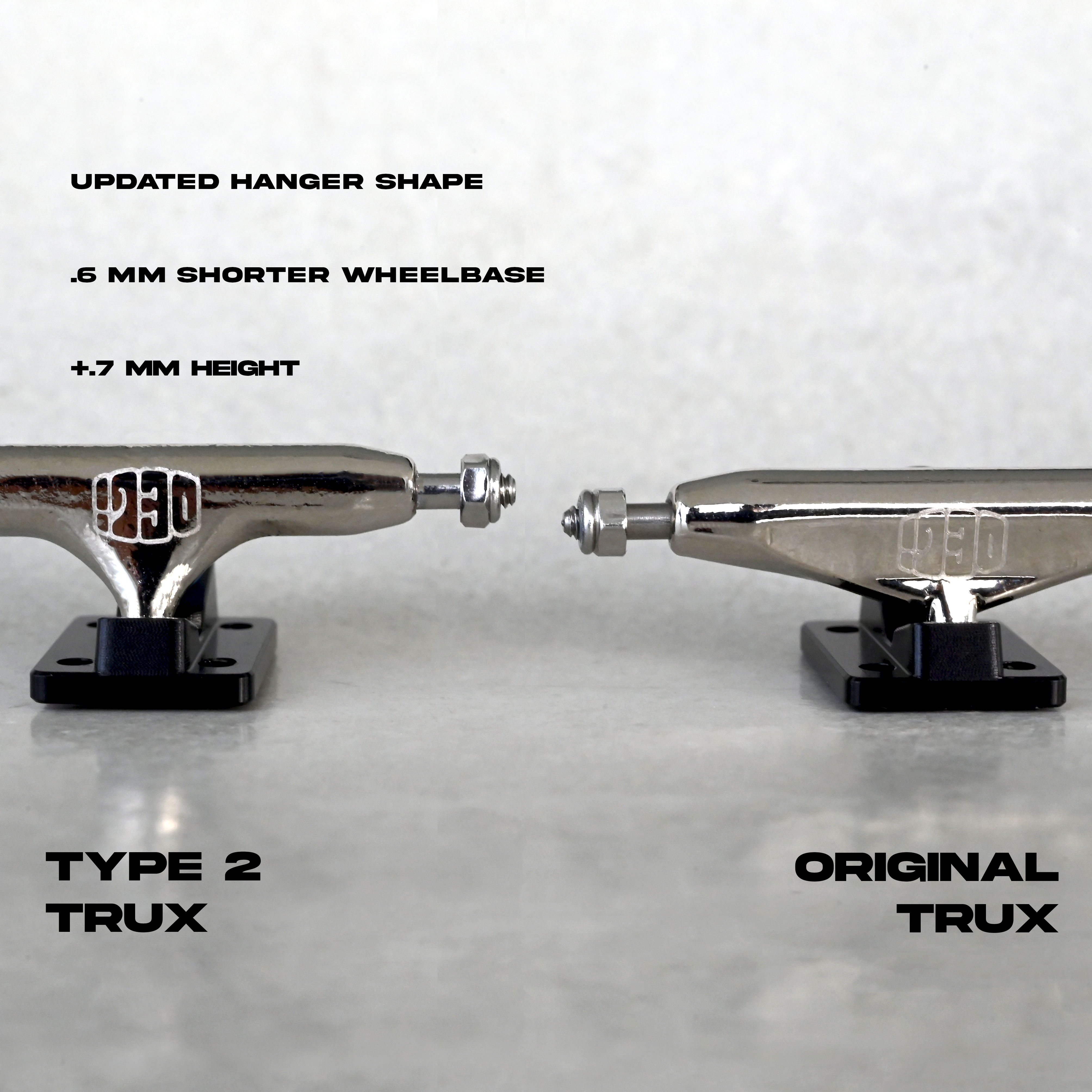 Type 2 Trux by Deli Decks Chrome - Hex Hybrid (34mm) Fingerboard Trucks Deli Decks Slushcult