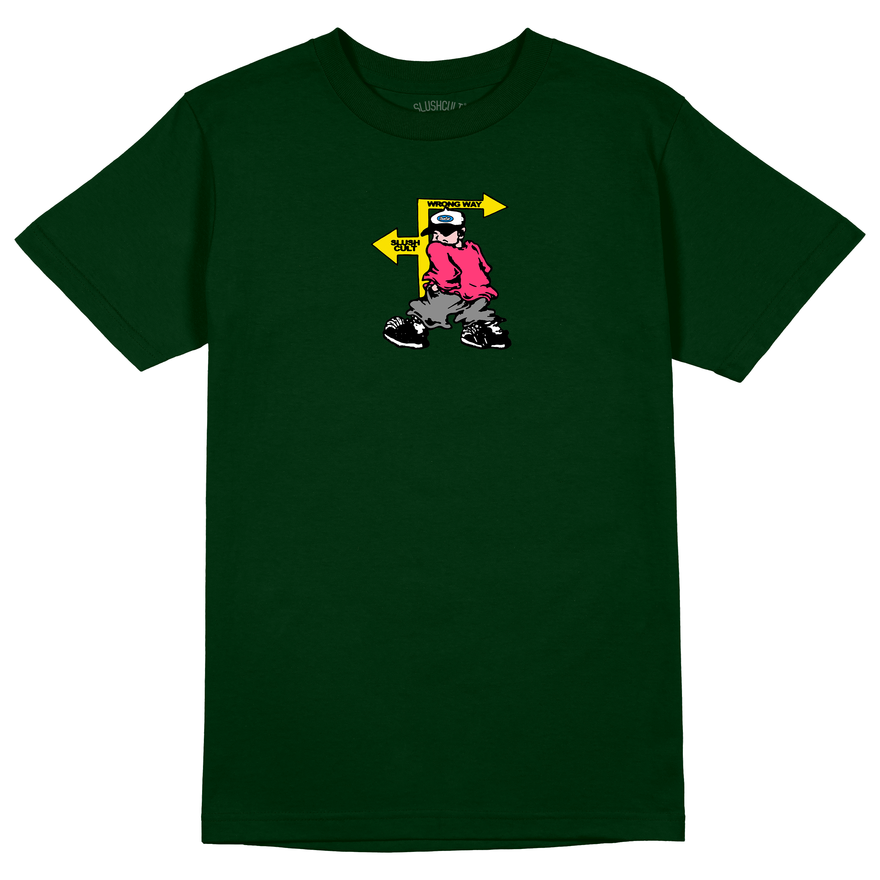Wrong Way Tee Tees Slushcult Forest Green S Slushcult