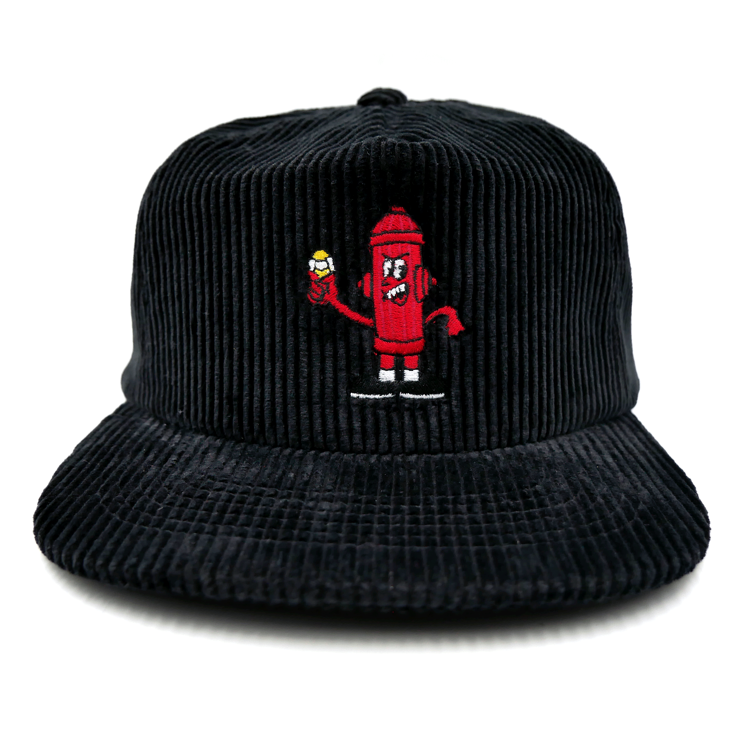 Hydrant 5 Panel Corduroy Hat (Black) Headwear Slushcult Slushcult