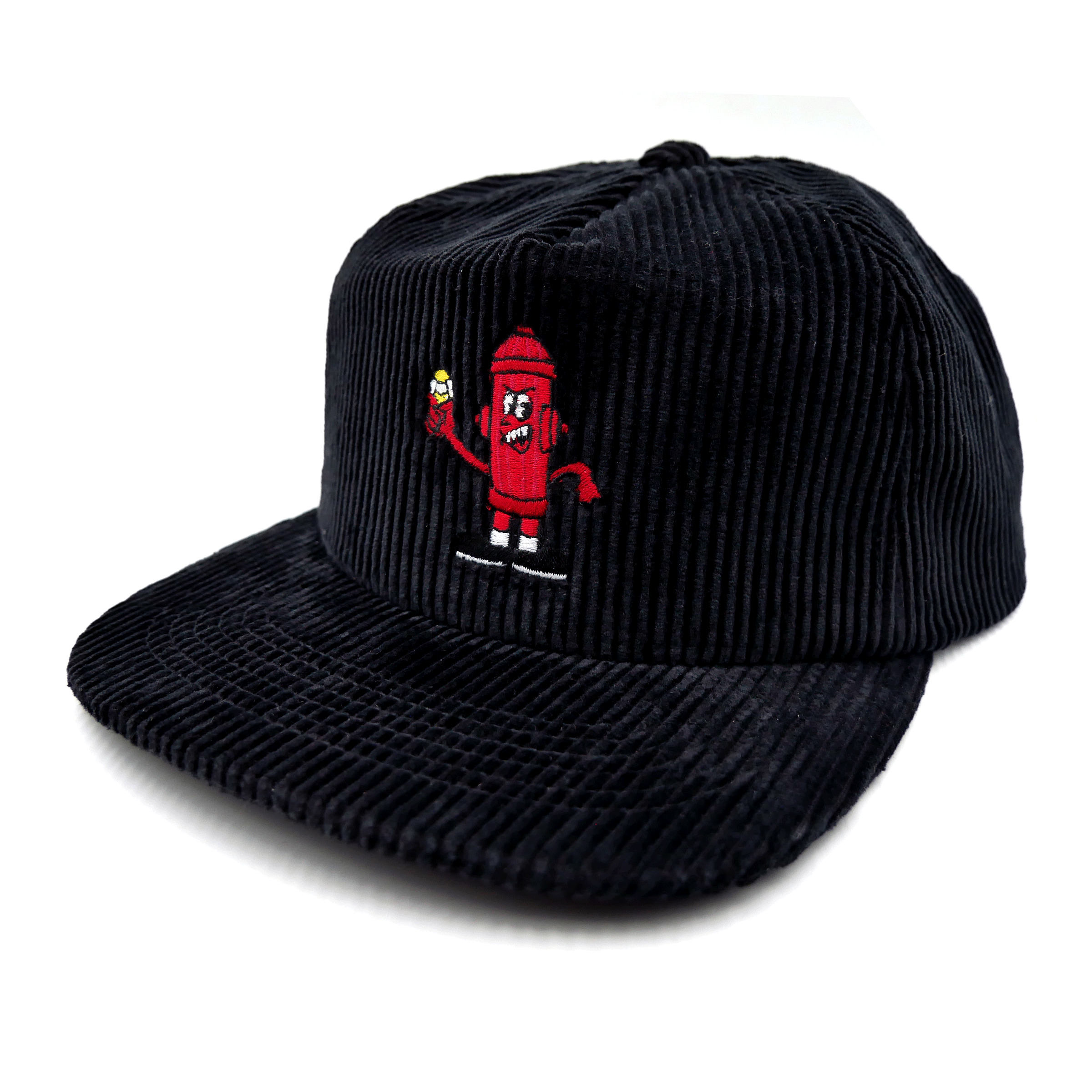 Hydrant 5 Panel Corduroy Hat (Black) Headwear Slushcult Slushcult
