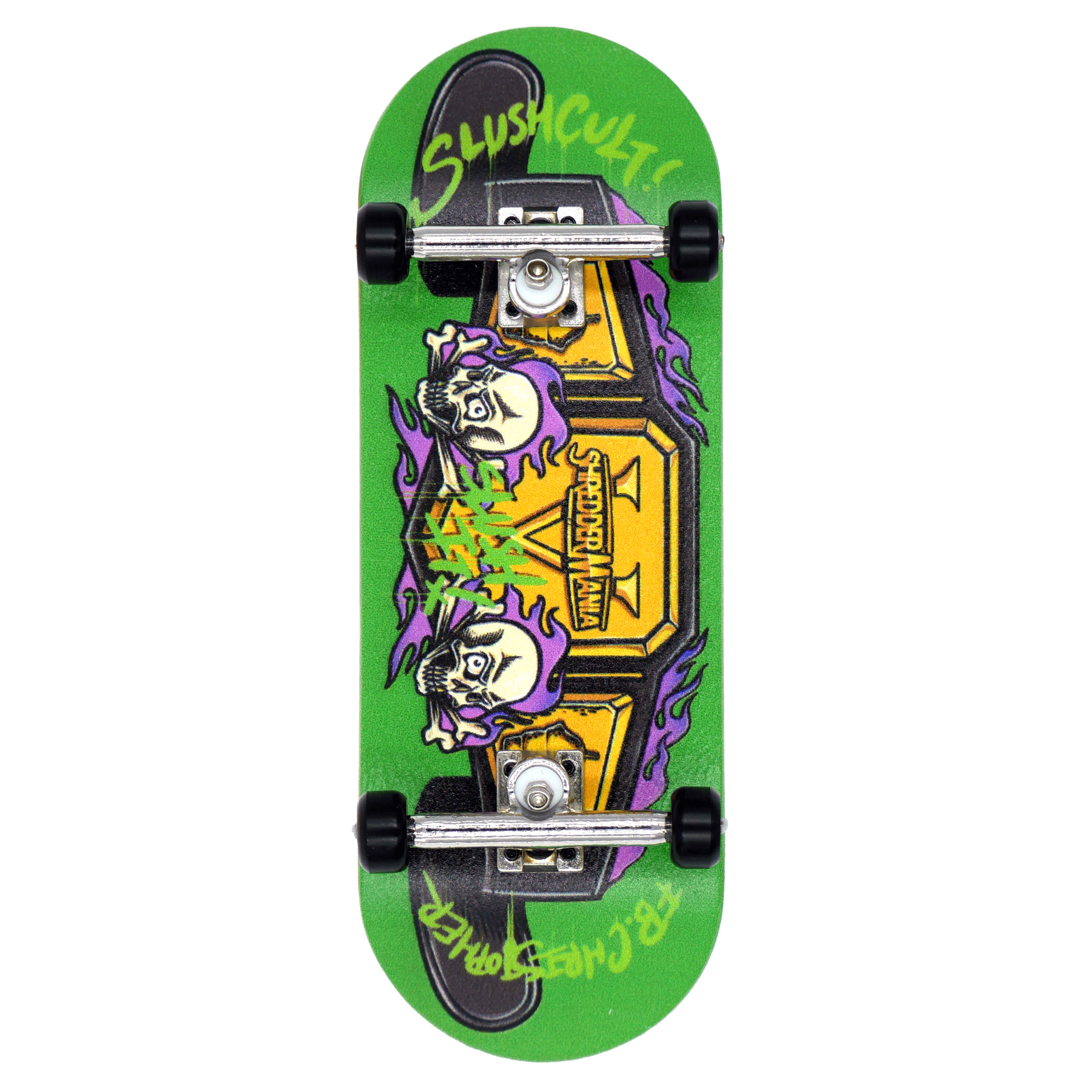 Slushcult Grom Series Fingerboard Complete - Shredder Mania Green Fingerboard Completes Slushcult Slushcult