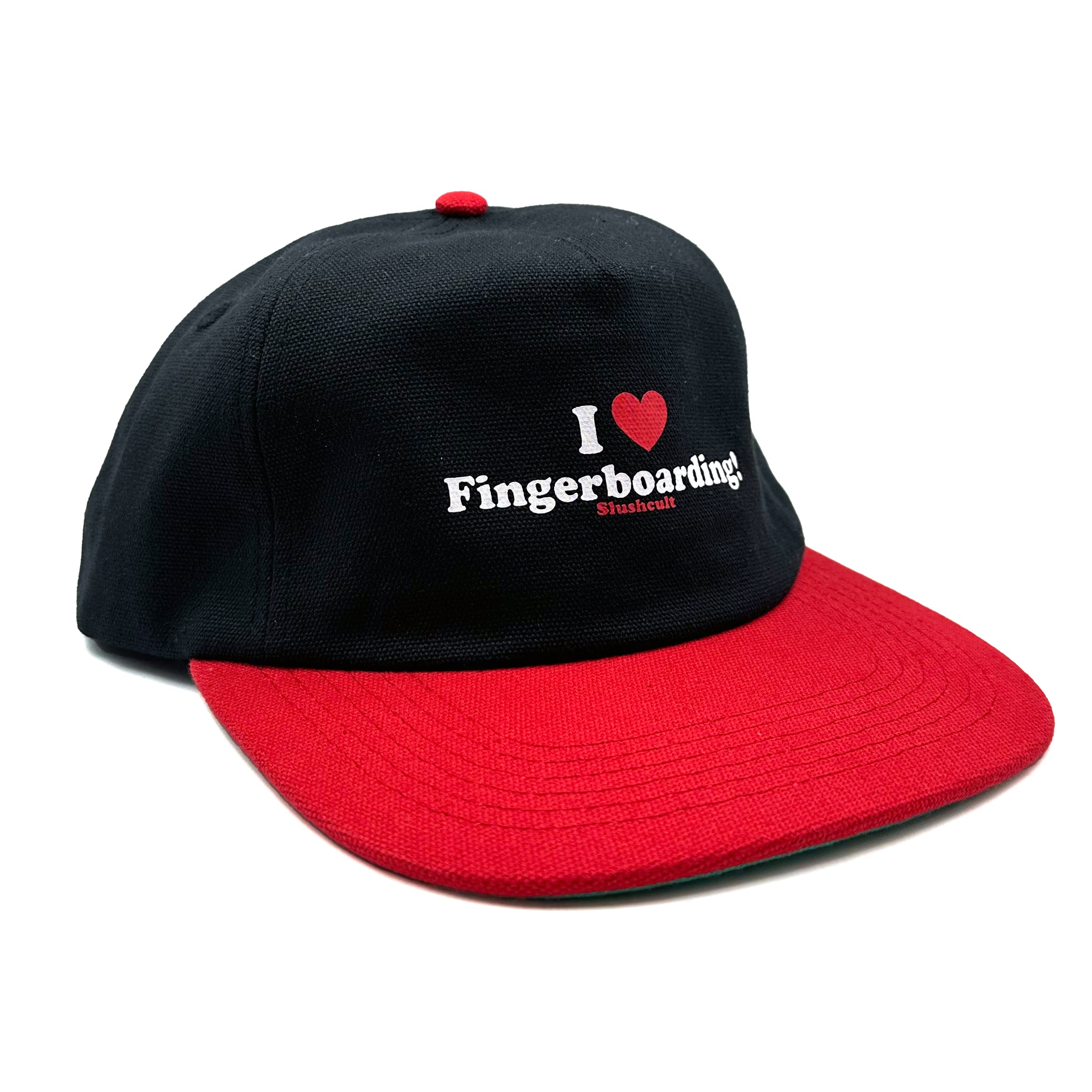 I Heart Fingerboarding Cotton 5 Panel Hat (Black/Red) Headwear Slushcult    Slushcult