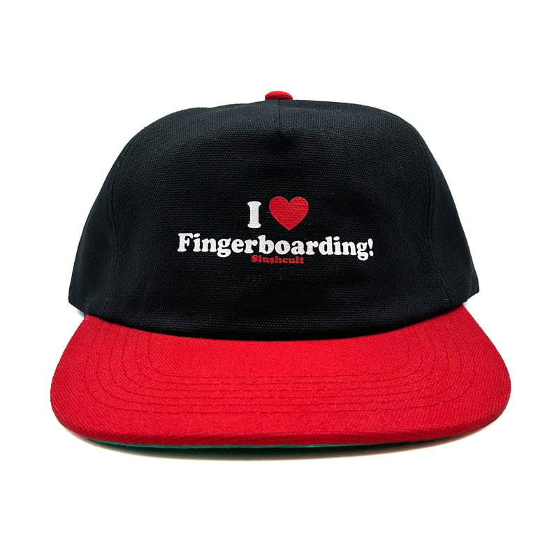 I Heart Fingerboarding Cotton 5 Panel Hat (Black/Red) Headwear Slushcult    Slushcult