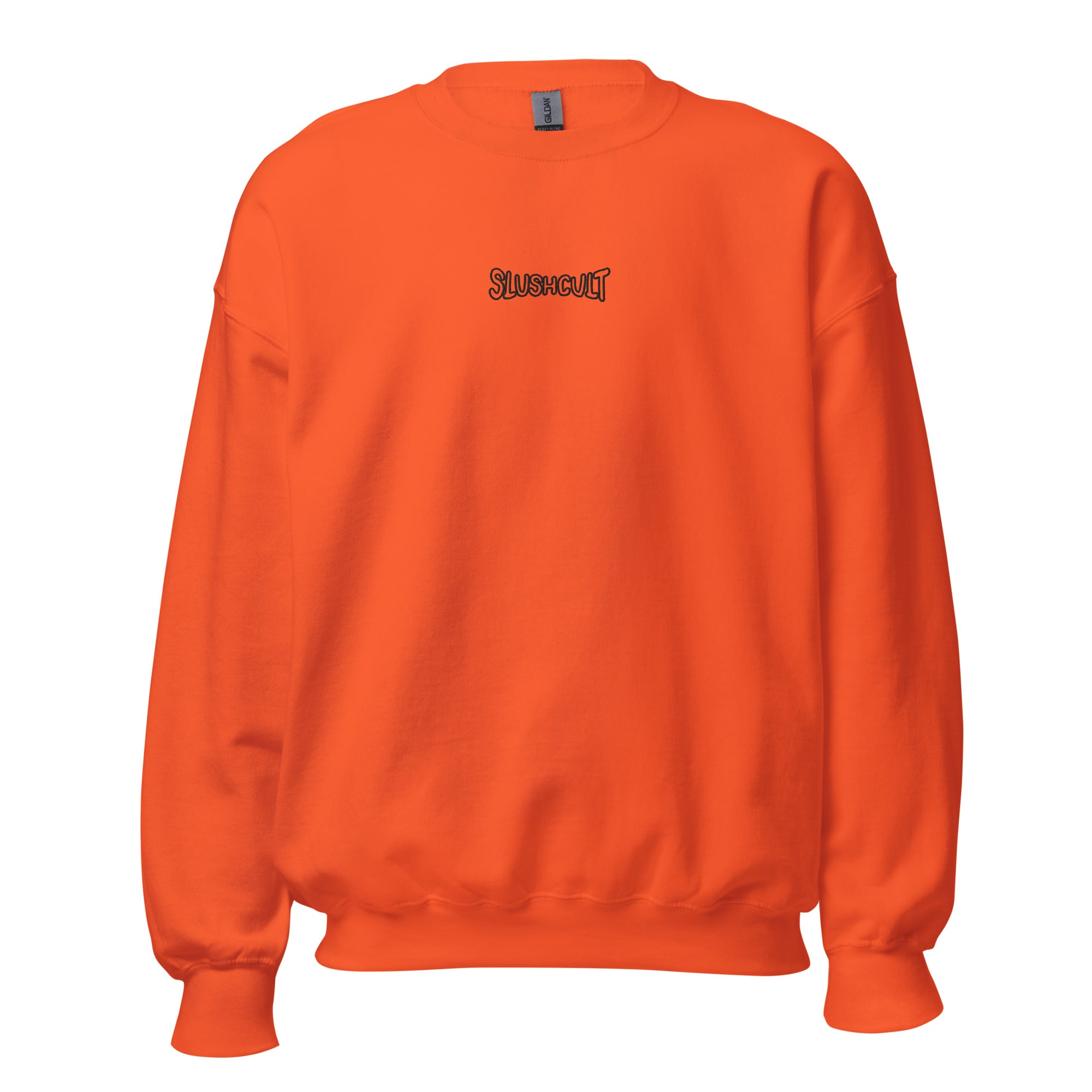 WARPED LOGO EMBROIDERED CREW NECK Hoodies Slushcult Orange S Slushcult