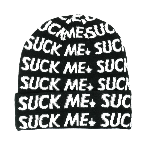 All Over "Suck Me" Fold Beanie headwear Slushcult    Slushcult