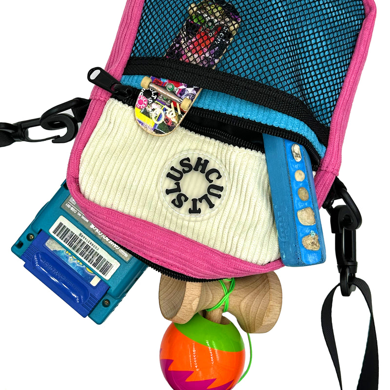 Anywhere Side Bag "Pink/Blue" Corduroy Accessories Slushcult    Slushcult